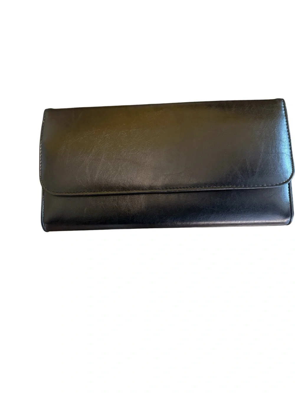 Classic Vintage Black Leather Clutch - Sleek and Minimalist